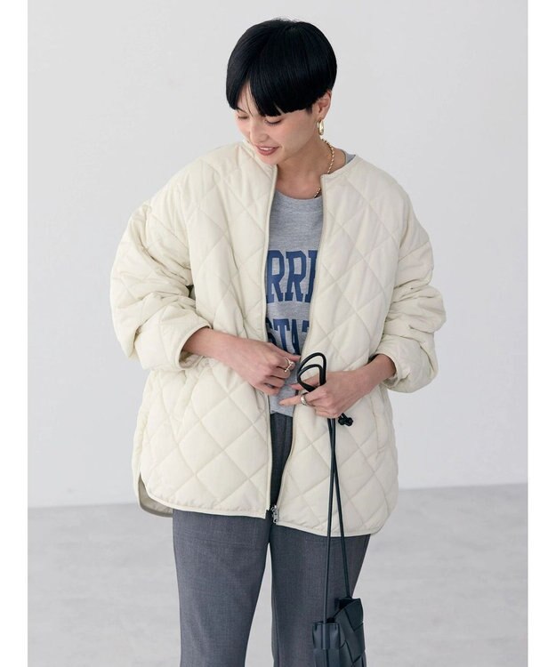 AMERICAN HOLIC 軽ポカリバーシブルキルティングコート Ivory