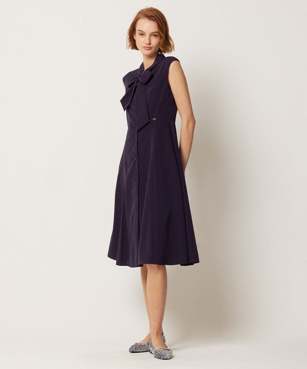 TOCCA 【洗える】RAINY SEASON ドレス ネイビー×ドット系