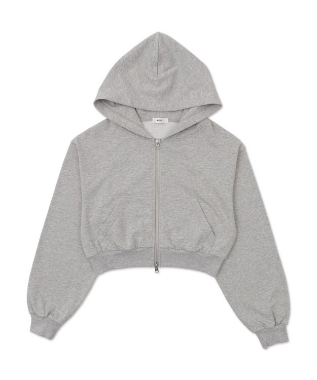 WEGO Wジップショートパーカー 杢グレー