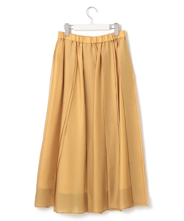 23区 【洗える】ソフトオーガンジー タック スカート イエロー系