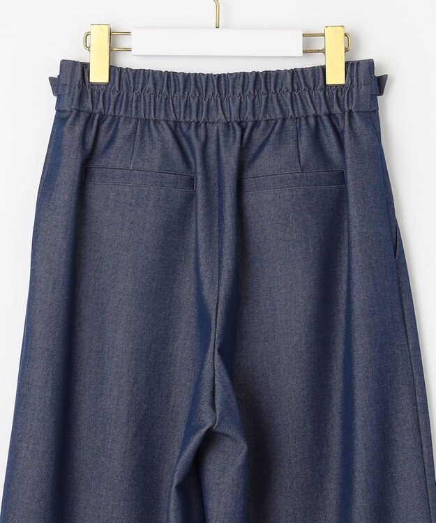 ANY SIS 【洗える】ベルトポイントワイド パンツ シャンブレーブルー