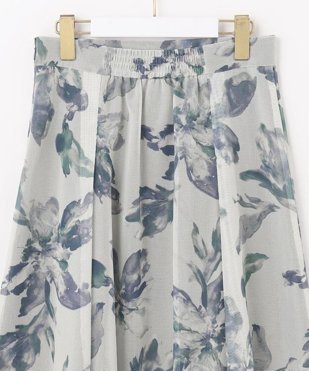 ANY SIS L 【洗える】メッシュフラワープリント スカート ネイビー系