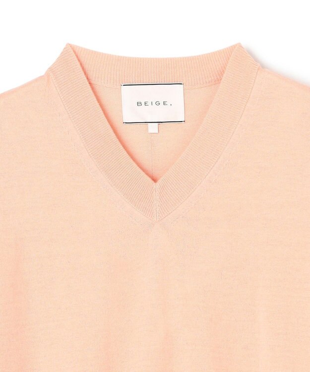 BEIGE， 【洗える】BURNET / カラーミックスVネックトップス Nude×Salmon×Pink