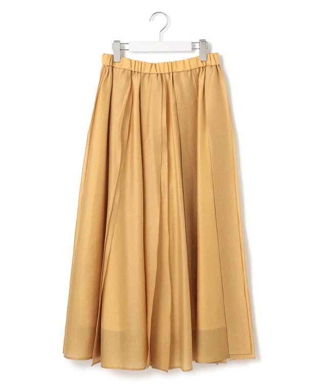 23区 【洗える】ソフトオーガンジー タック スカート イエロー系