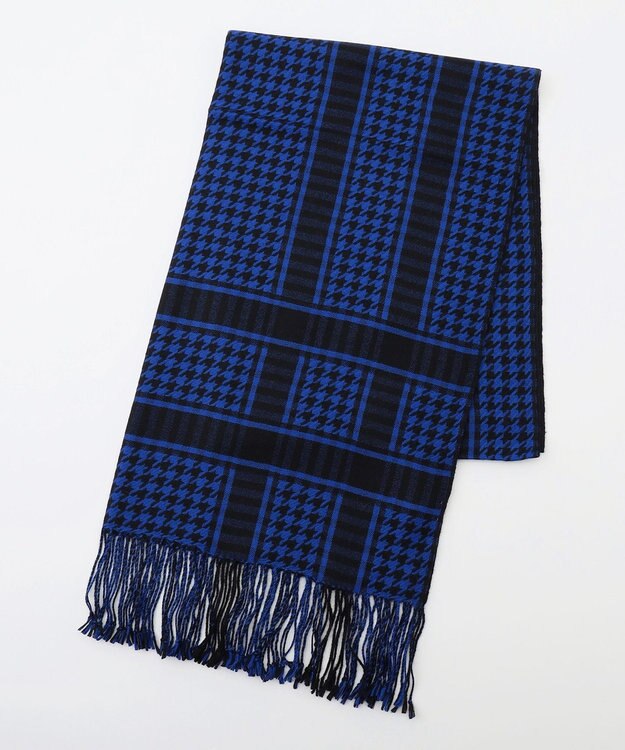 ICB コンビネーションチェックカシミヤストール ブルー柄系