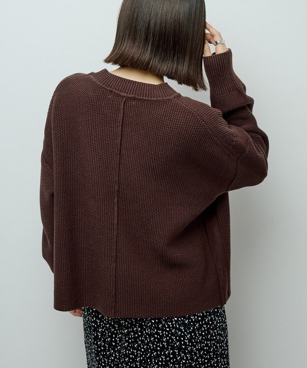 Green Parks かのこ編モックネックニットプルオーバー Brown