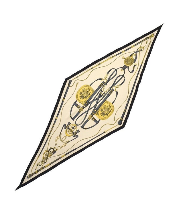 Marca 【 Marcaオリジナル】馬具と鞭 菱形スカーフ シルクツイル ブラック
