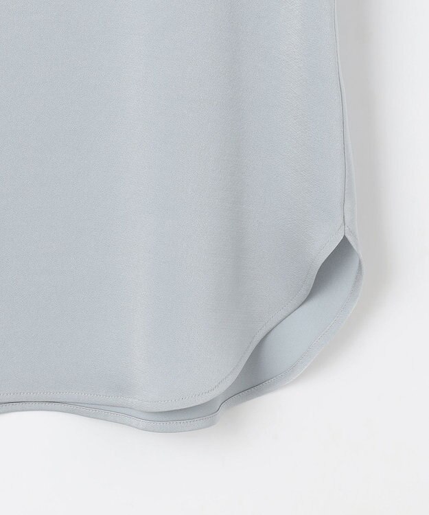 #Newans 【ストレッチ】〈花乃まりあさんコラボ〉ハイネックブラウス サックス