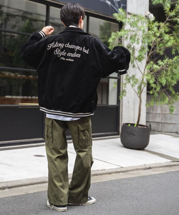 WEGO ヴィンテージコーデュロイスタジャン ブラック