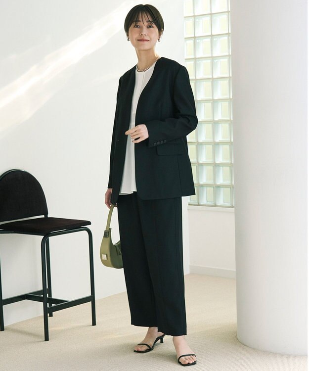 UNFILO L ノーカラージャケット ブラック