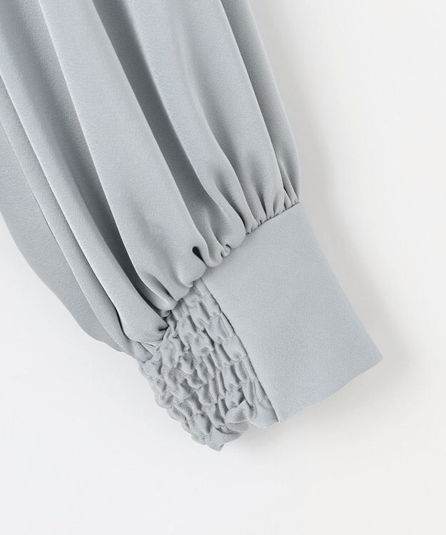 #Newans 【ストレッチ】〈花乃まりあさんコラボ〉ハイネックブラウス サックス