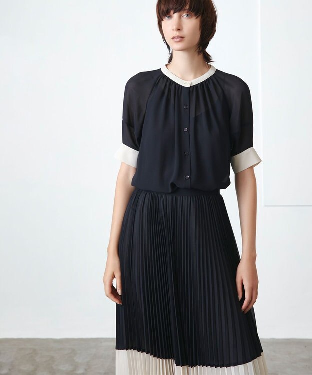 BEIGE， BOUIN / ブラウス Navy x Ecru（追加）