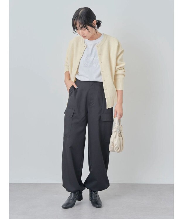 Green Parks ２ｗａｙ　パール釦ニットプルオーバー Ivory