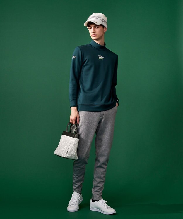23区GOLF 【MEN】ストレッチ裏フリース モックネック ダークグリーン系