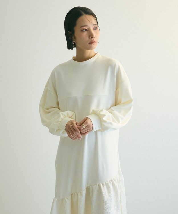 Green Parks ａ．切り替えジャガードワンピース White