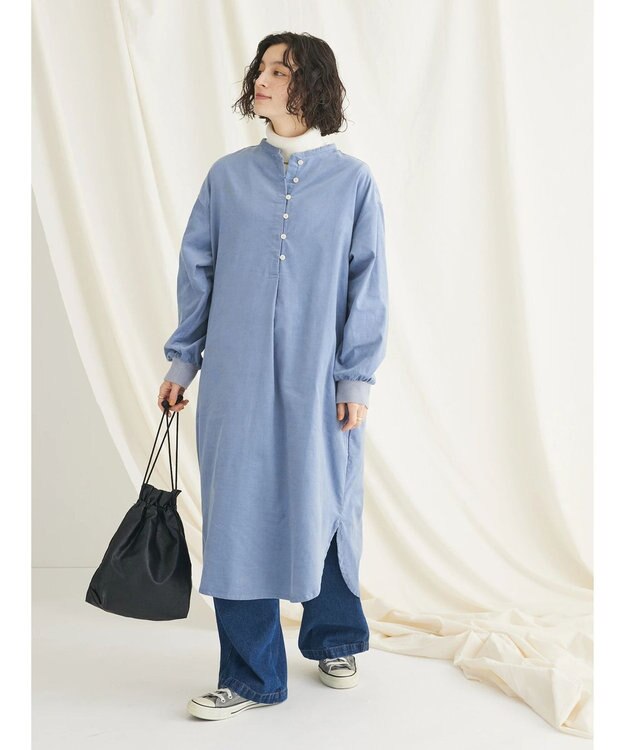 CRAFT STANDARD BOUTIQUE コーデュロイリブ付きワンピース Blue