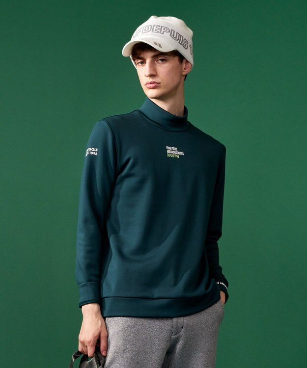 23区GOLF 【MEN】ストレッチ裏フリース モックネック ダークグリーン系