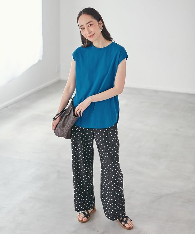 ANY L 【接触冷感/UVケア】ビューティベーシックノースリーブテールTシャツ ブルー