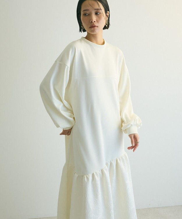 Green Parks ａ．切り替えジャガードワンピース White