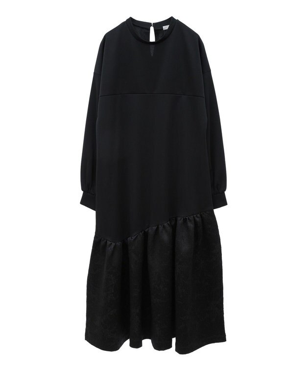 Green Parks ａ．切り替えジャガードワンピース Black