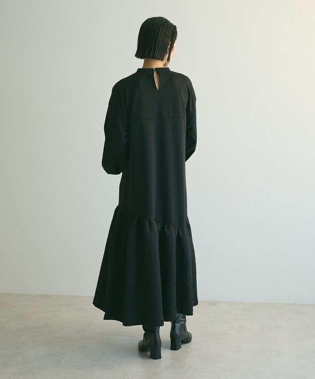 Green Parks ａ．切り替えジャガードワンピース Black