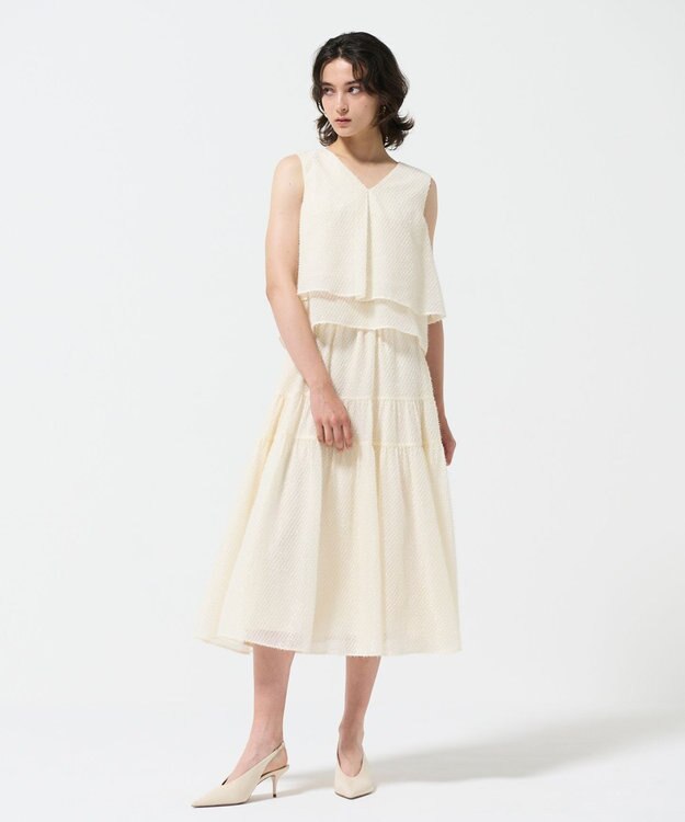 GRACE CONTINENTAL シフォンカットジャガードトップ キナリ