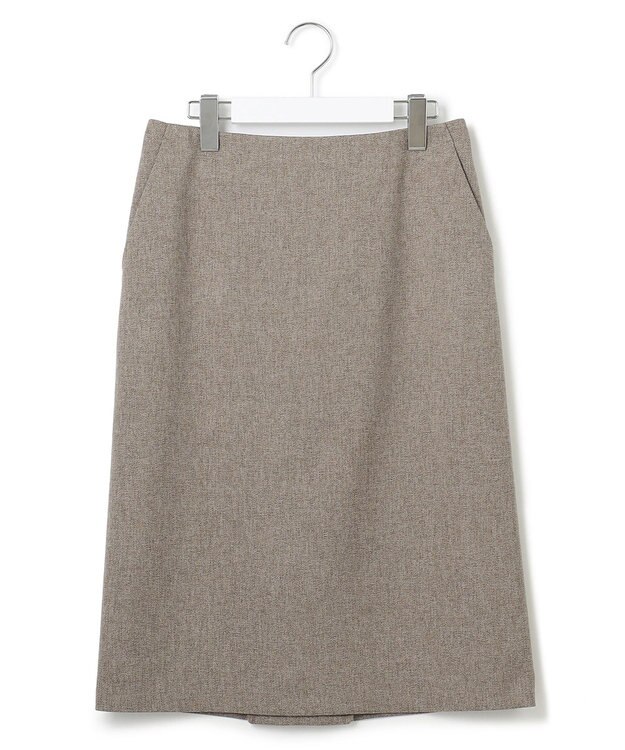 23区 L 【洗える】ウールライクカルゼ タイト スカート ダークブラウン系