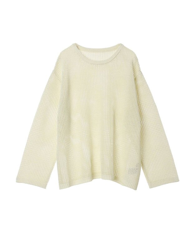 earth music&ecology ラメメッシュプルオーバー Ivory