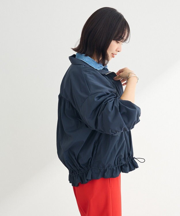 Green Parks ギャザーナイロンブルゾン Navy