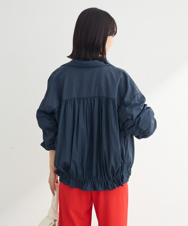 Green Parks ギャザーナイロンブルゾン Navy