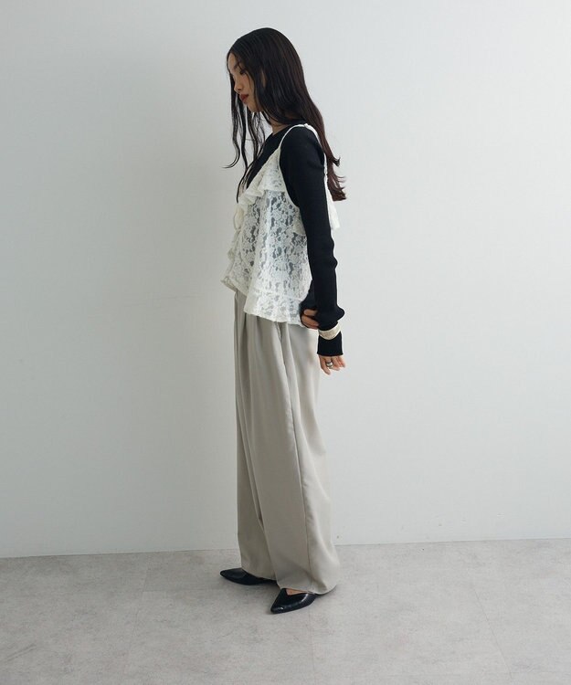 Green Parks レースフリルキャミビスチェ Ivory