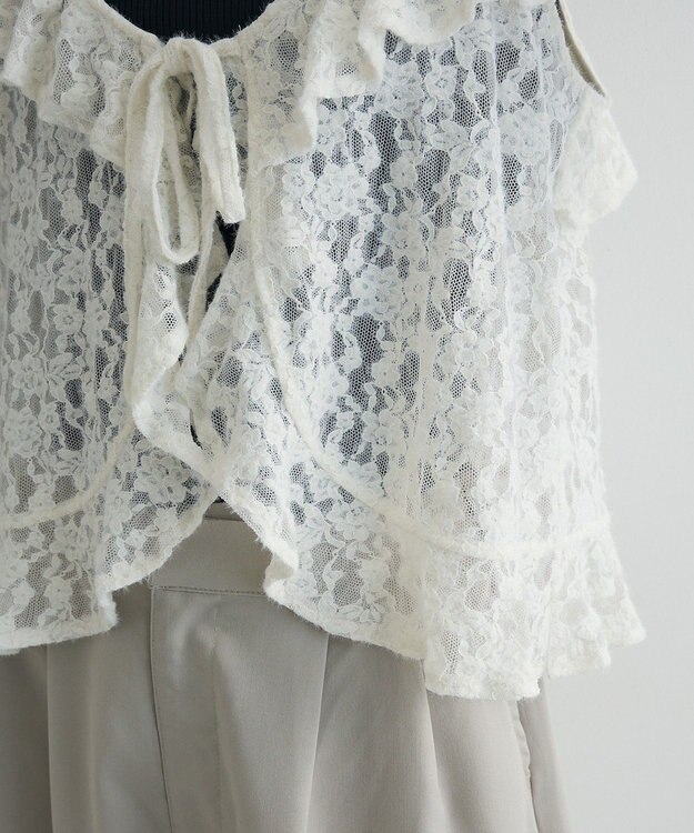 Green Parks レースフリルキャミビスチェ Ivory