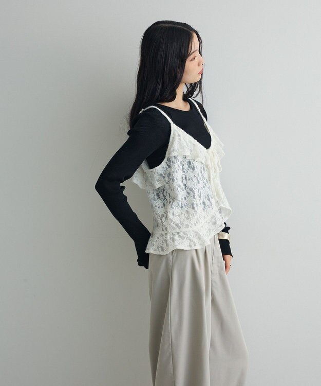 Green Parks レースフリルキャミビスチェ Ivory