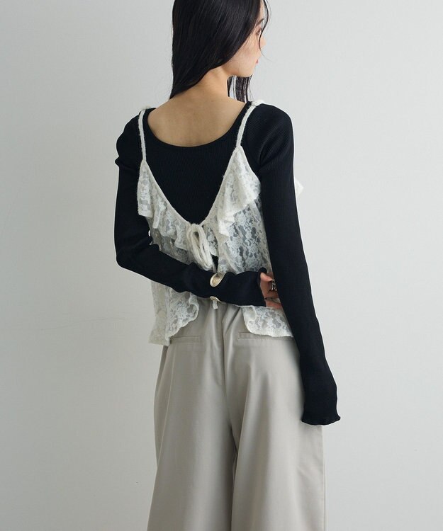 Green Parks レースフリルキャミビスチェ Ivory