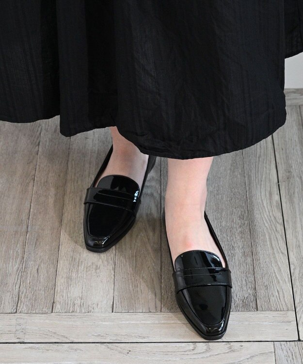 APOM 日本製 晴雨兼用スクエアトゥコインローファー15＜CRAHUG限定＞ ブラックエナメル