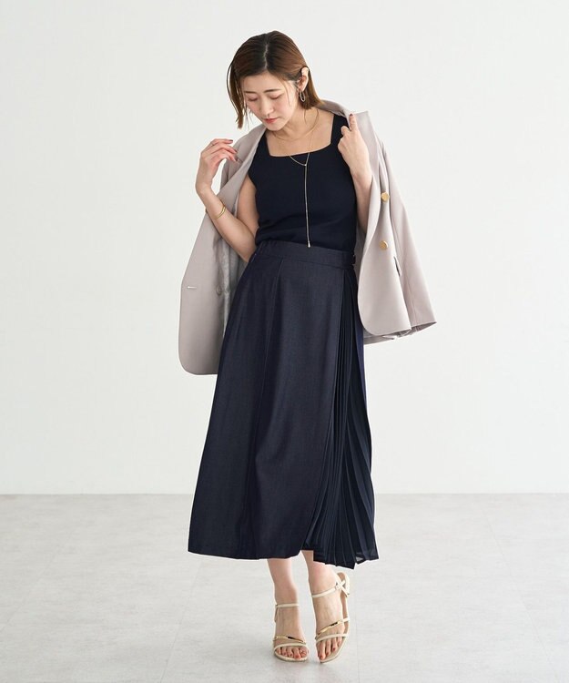 YECCA VECCA 2wayスクエアノースリーブニット Navy