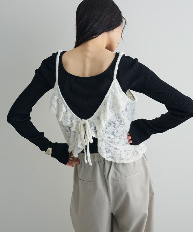 Green Parks レースフリルキャミビスチェ Ivory