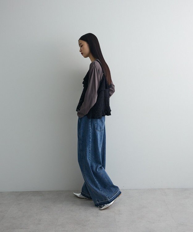 Green Parks レースフリルキャミビスチェ Black