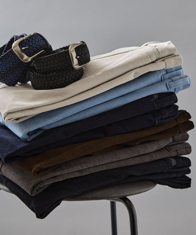 JOSEPH ABBOUD 【ウエストも伸びる！/暖かパンツ/オーガニックコットン使用】ライスコールストレッチパンツ ライトグレー系