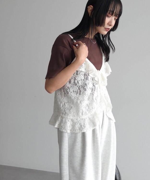 Green Parks レースフリルキャミビスチェ Ivory