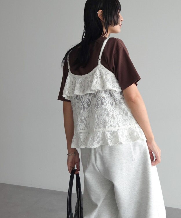 Green Parks レースフリルキャミビスチェ Ivory