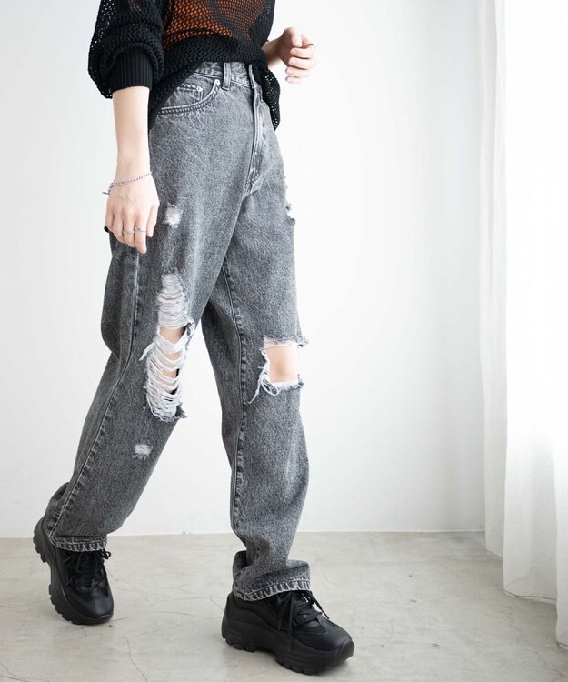 WEGO ヘビークラッシュローライズパンツ ブラックその他