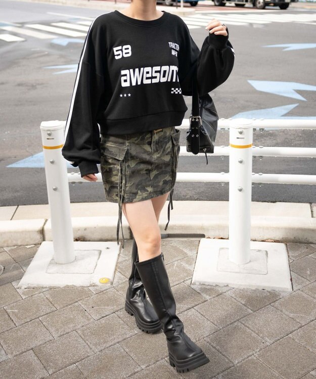 WEGO ゲームグラフィック2ラインショートスウェット ブラック