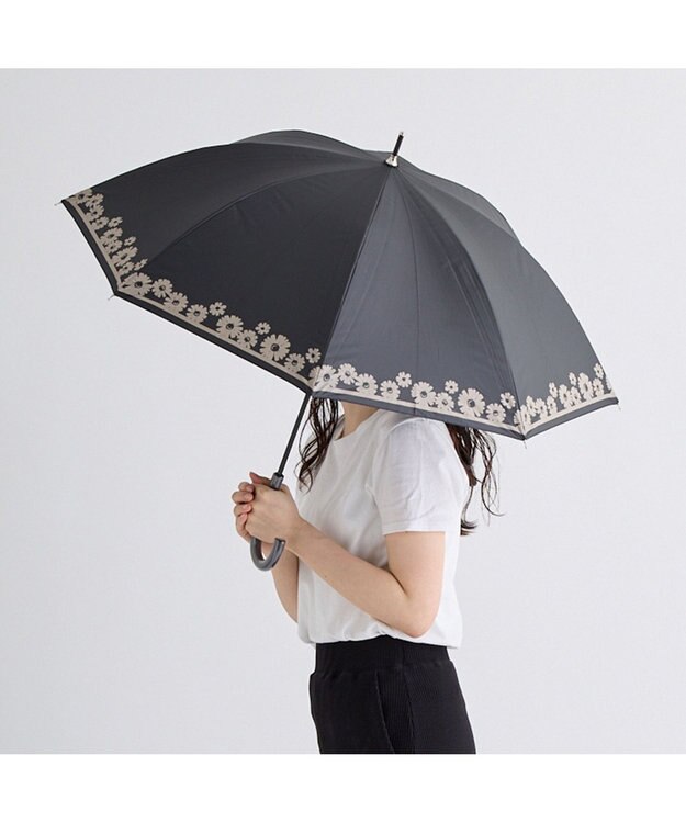MOONBAT 晴雨兼用日傘 長傘 マーガレット／遮光 遮熱 UV ブラック