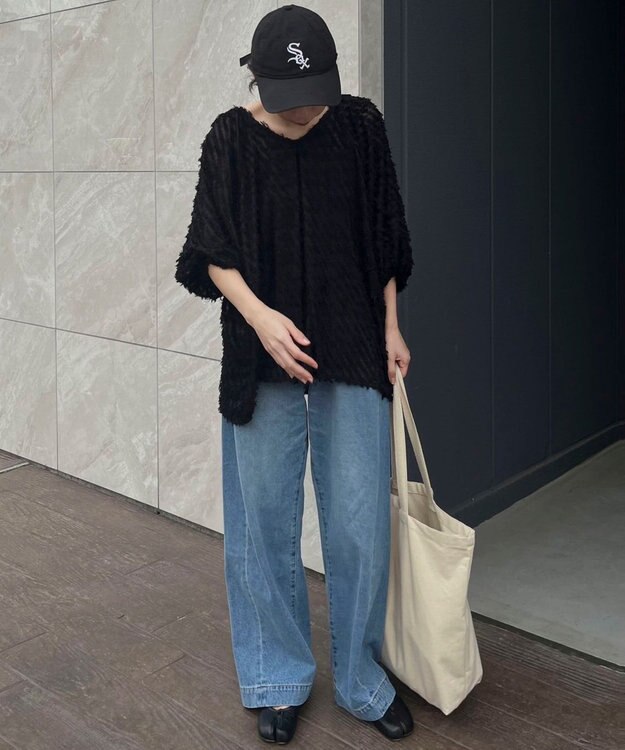 Green Parks AnriettMusee カットジャガードタックブラウス Black