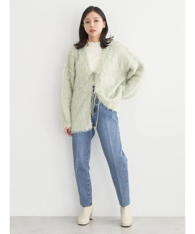 earth music&ecology 起毛リボンニットカーディガン Mint