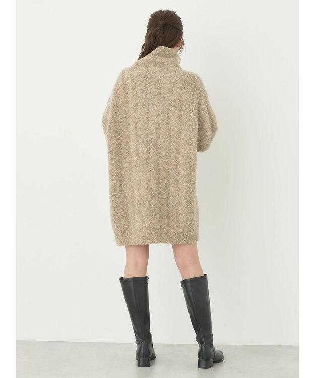 earth music&ecology ブークレハーフジップミニワンピース Mocha