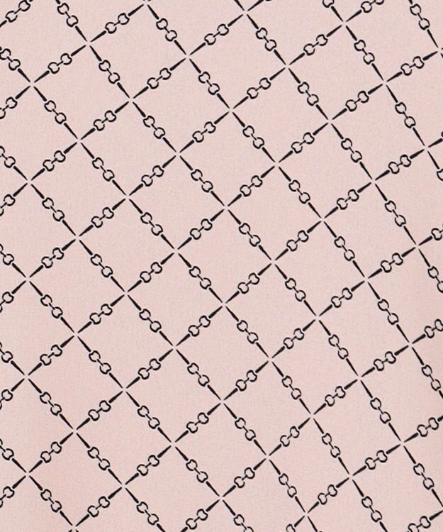 ICB L 【先行予約・WEB限定】BackSatinAmunzen 5分袖キーネックブラウス ヘイズピンク×スクエアビット柄