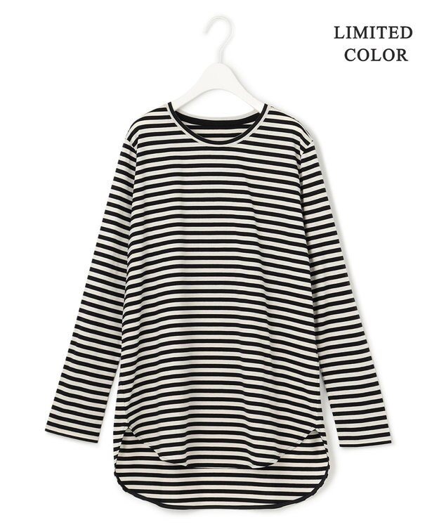 ICB 【WEB限定カラーあり・洗える】 シンプルジャージー ロングスリーブTシャツ ブラックボーダー［WEB限定］系