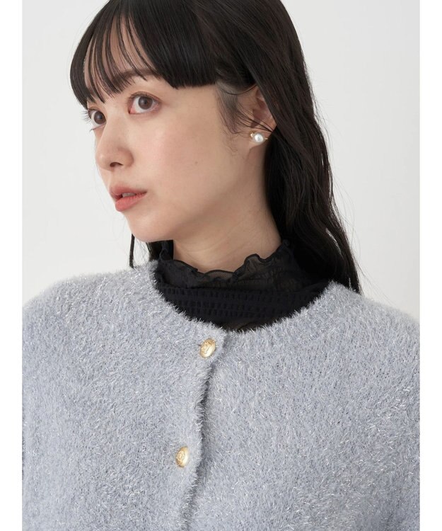 earth music&ecology キラキラシャギーカーディガン Light Gray